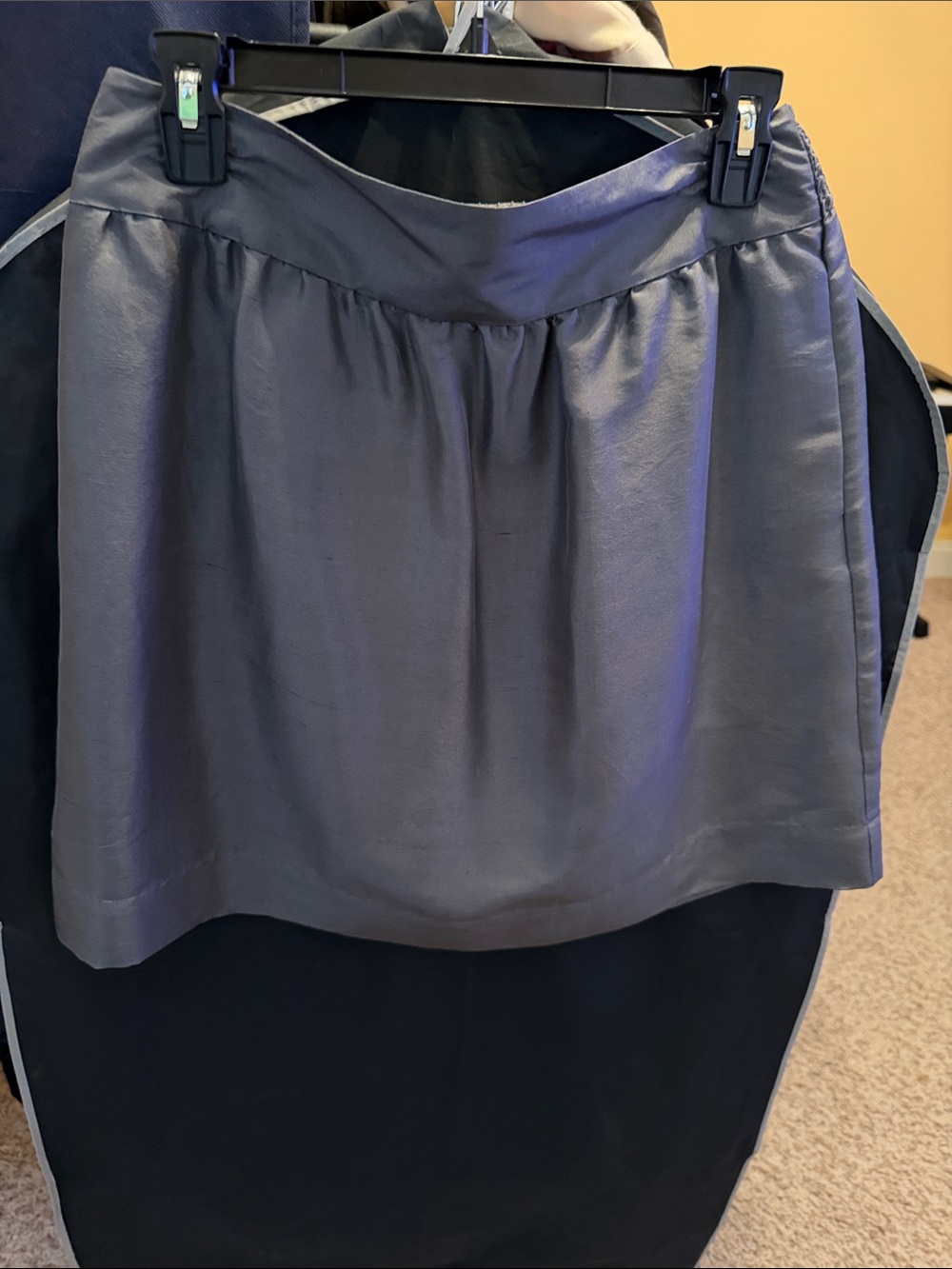 Garnet Hill Silk Mini Skirt in Charcoal Grey